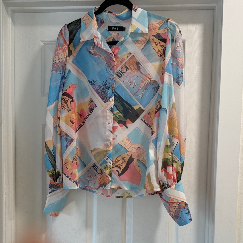 Vibrant Graphic Button Down Shirt